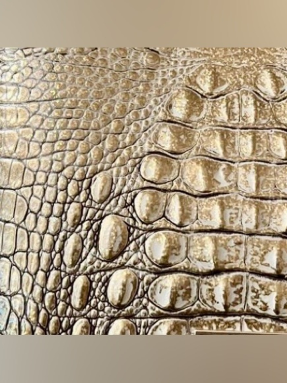 Brahmin Metallic Gold Croc-leather Embossed Crossbody with Tassel - Picture 6 of 6